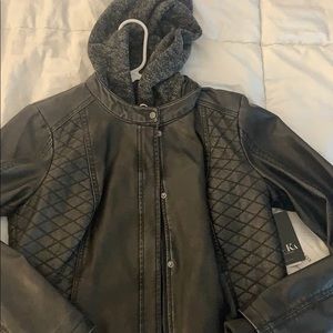 Leather Jacket with Hood